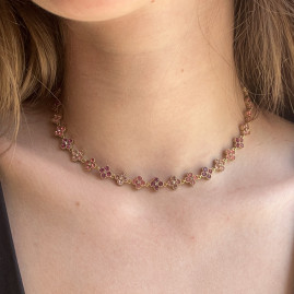 Collier strass rose