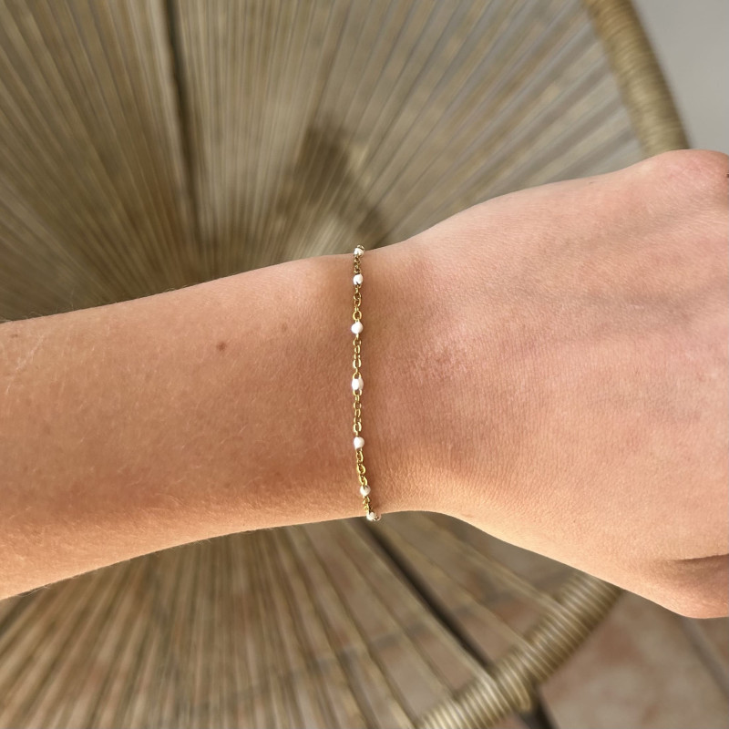 Bracelet perlé blanc