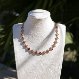 Collier strass rose