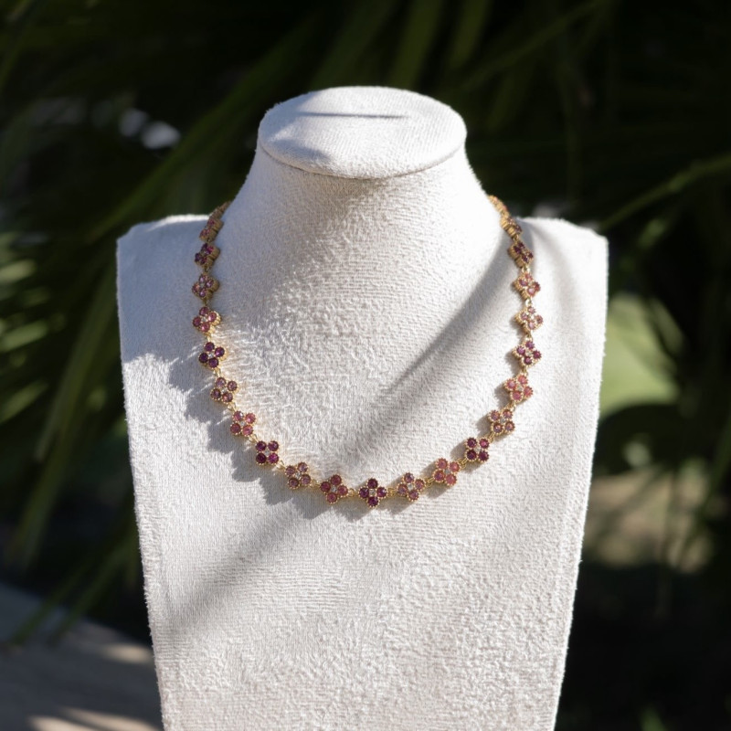 Collier strass rose