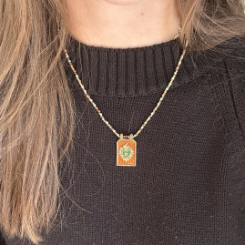 Collier Coeur Orange