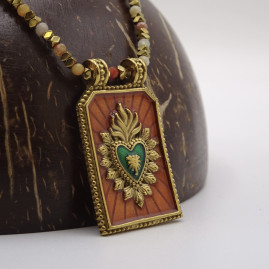 Collier Coeur Orange