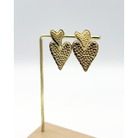 Boucles d'oreilles double cœurs