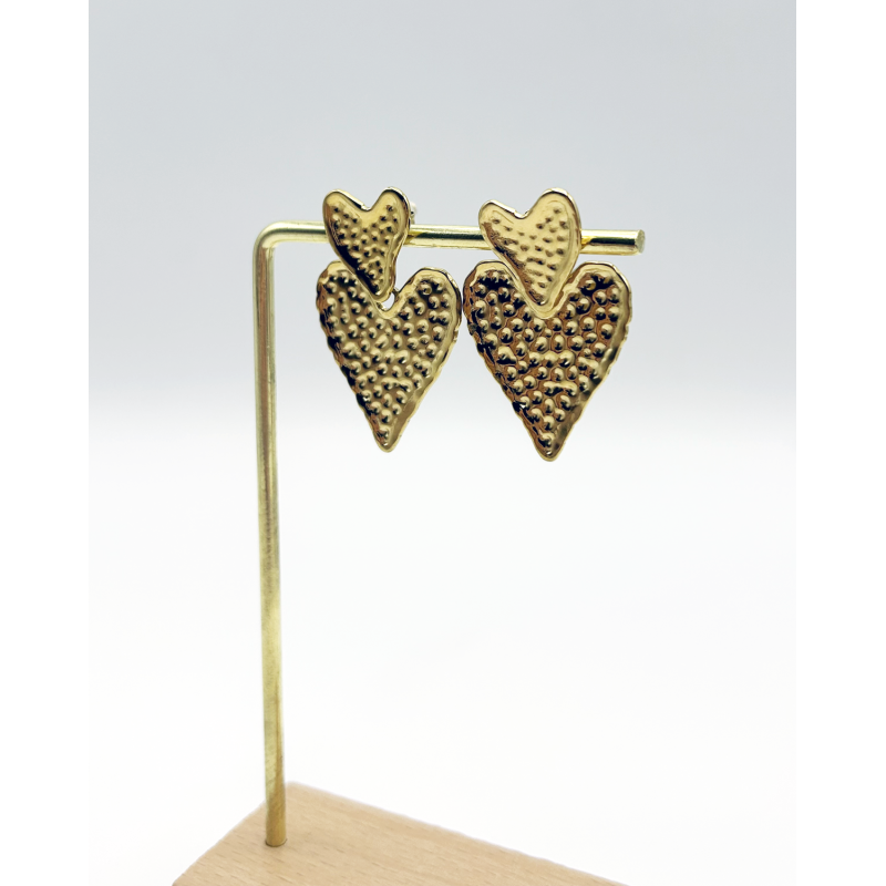 Boucles d'oreilles double cœurs