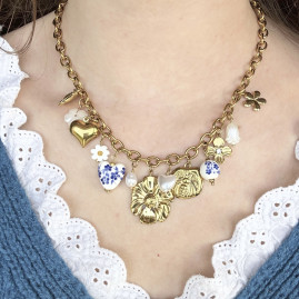 Collier charms porcelaine